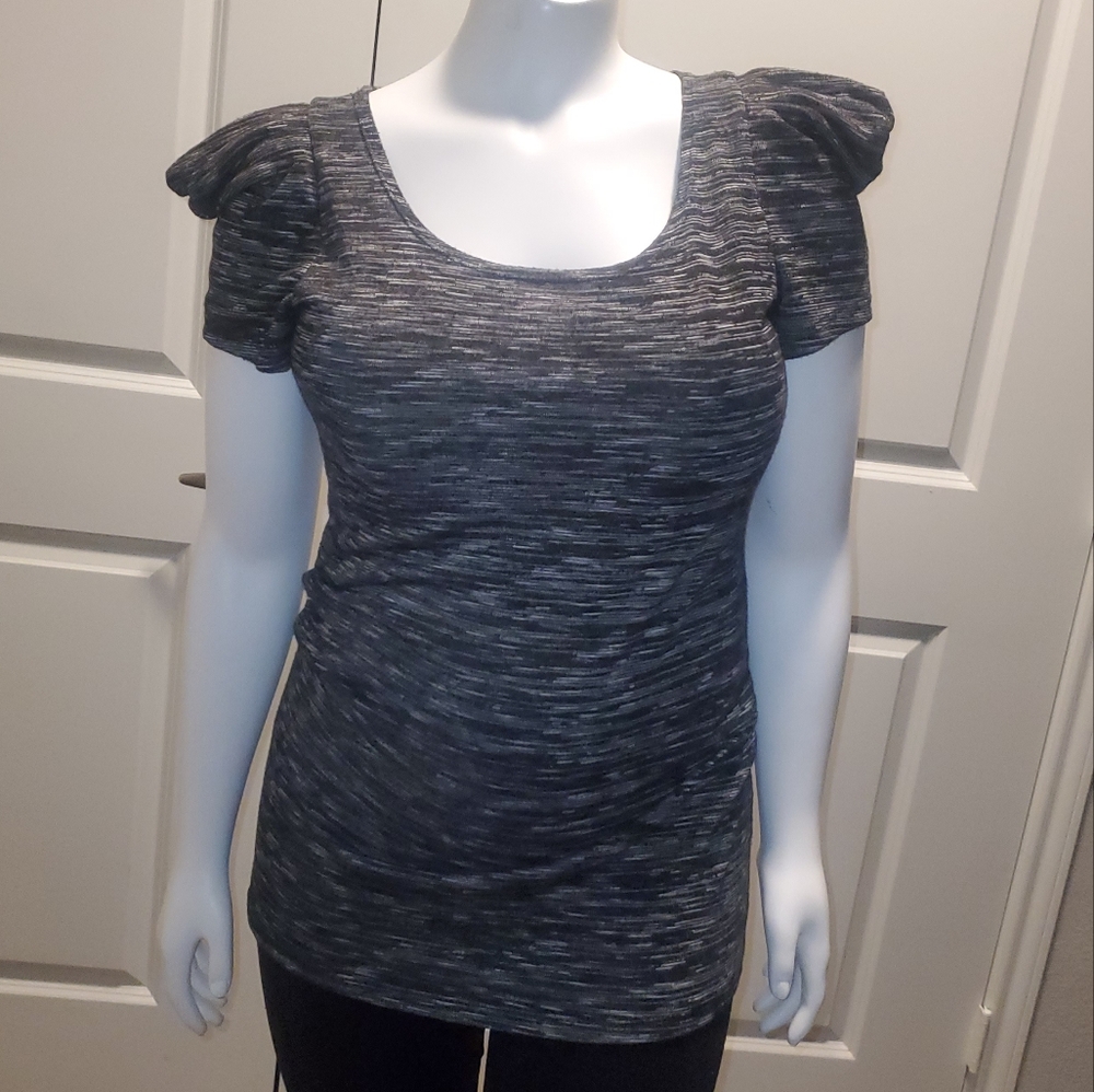 Urban rose grey puff shoulder blouse - large